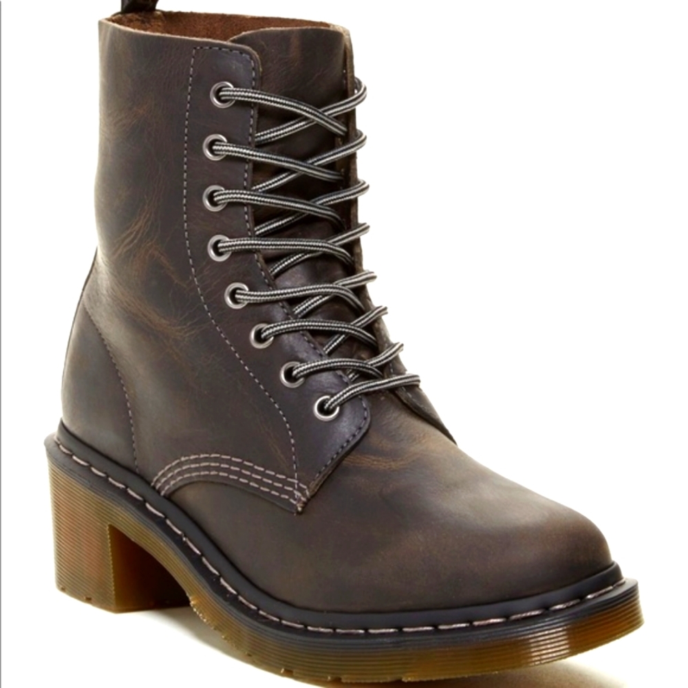 Dr. Doc Martens Lace-Up Clemency 8-Eye Brown Boots (Looks Like Doc Leona)